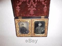 Civil War Soldiers (2) 1/9 Plate Ambrotype & Thermoplastic Case