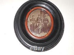 Civil War Soldiers (4) 1/6 Plate Tintype & Hanging Thermoplastic Case