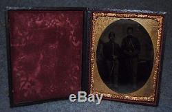 Civil War Soldiers Two (2) 1/9 Plate Tintype Case withMat #M