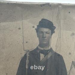 Civil War Tintype Authentic Soldier Full Dress Painted Blush Cheeks