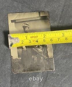 Civil War Tintype Photo Uniformed Soldier Officer With Wife & Sword By Tent Read