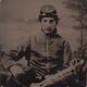 Civil War Tintype Soldier Holding Cavalry Saber Studio Background Tax Stamp