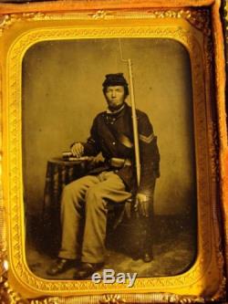 Civil War Tintype Soldier Named Rifle 1st Regiment Ohio Heavy Artillery Corporal