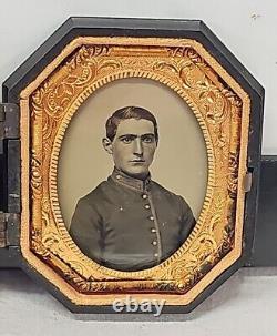 Civil War Tintype Studio Image Union Army Mounted Services Soldier Union Case