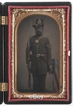 Civil War Tintype Union Soldier Wearing Hardee Hat