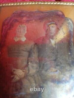 Civil War Tintype Union Soldier & Wife Original Pocket Frame