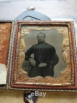 Civil War Tintype Wisconsin Soldier Father of Cynthia Snyder Wilcox Ided in Case
