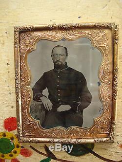 Civil War Tintype Wisconsin Soldier Father of Cynthia Snyder Wilcox Ided in Case
