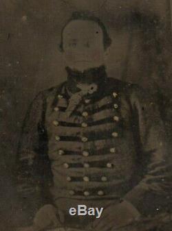 Civil War Tintype of Soldier in Uniform Copy Taken from a Daguerreotype