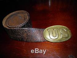 Civil War U. S. Soldiers Belt Plate WithCivil War Era Leather Belt