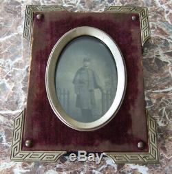 Civil War Union Soldier Large Tintype Photograph in Velvet Mourning Frame