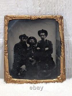 Civil War Union Soldiers Captain Portrait 1860s Sixth Plate Tintype Tough Cigar