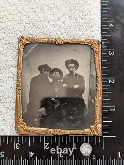 Civil War Union Soldiers Captain Portrait 1860s Sixth Plate Tintype Tough Cigar