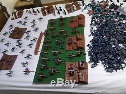 Civil War cannons, artillery, soldiers, horses, battlements, massive toy lot