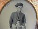 Civil War cavalry soldier 1/4 plate tintype photograph & case