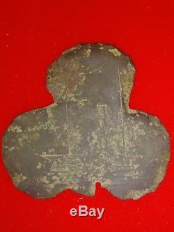 Civil War dug 2nd Corps ID Badge with soldier carvings. Cold Harbor Battle