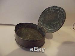 Civil War era soldier's tin tobacco box. 1800's Patent Date. C. Parker Snuff box