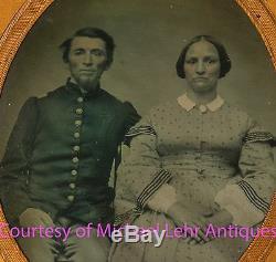 Civil War half plate SOLDIER AND WIFE Ambrotype case from large collection #9