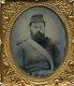Civil War soldier Ambrotype sixth plate Relievo style early war in half case