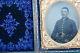 Civil War soldier tintype sixth plate with sword and S&W revolver excellent