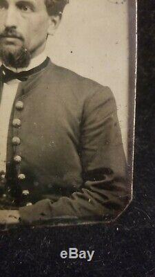 Civil War tin type of Texas Confederate Soldier Bowie Knife Texas Star Buttons