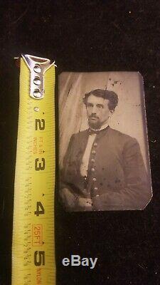 Civil War tin type of Texas Confederate Soldier Bowie Knife Texas Star Buttons