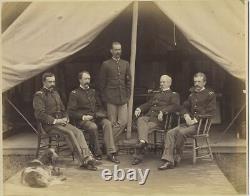 Civil War vetereans soldiers by tent w dog antqiue phot
