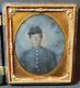 Civil War young soldier, 1/6th plate Ambrotype photo, Union case, kepi, uniform