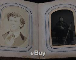 Civil war era photo album tintype CDV soldier post mortem 35 antique photographs