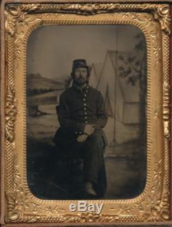 Civil war soldier tintype patriotic backdrop