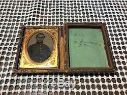 Civil war soldier tintype photo in case 2 1/2 x 3 inches