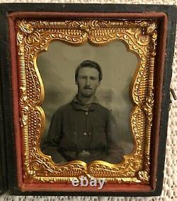 Civil war union Tintype Field Soldier US Belt 1800s Rare