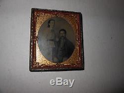 Confederate Civil War Soldier & Wife 1/6 Plate Tintype 1/2 Case