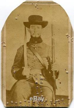 Confederate Double Armed Soldier Huntsville AL Alabama Civil War CDV Photo