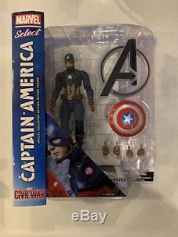 DIAMOND SELECT Marvel Select CIvil War Set of 3. IRON MAN/WINTER SOLDIER/CAP