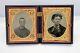 Dual 1/9 Plate Gutta Percha CIVIL WAR SOLDIER & WIFE Tintype Case GEOMETRIC