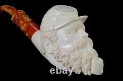 EGE Large Size Southern Civil War Soldier Pipe New Block Meerschaum W Case#25