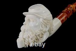 EGE Large Size Southern Civil War Soldier Pipe New Block Meerschaum W Case#25