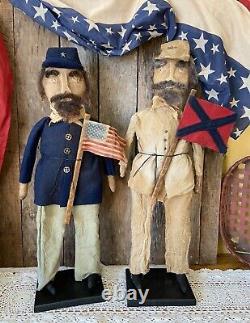 Early American Primitive Patriotic Americana Civil War Soldier Dolls/ 2 Colors