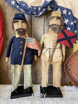 Early American Primitive Patriotic Americana Civil War Soldier Dolls/ 2 Colors