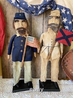 Early American Primitive Patriotic Americana Civil War Soldier Dolls/ 2 Colors