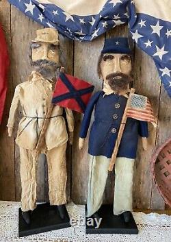 Early American Primitive Patriotic Americana Civil War Soldier Dolls/ 2 Colors