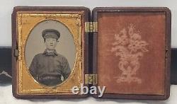 Early Civil War Ambrotype Image Confederate Soldier Militarized Battle Shirt
