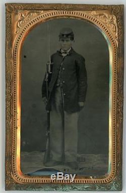 Eighth Plate Tintype of Civil War Soldier with Rifle