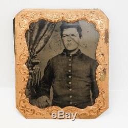 Estate Found Antique US Civil War Tintype Portrait of Union Soldier