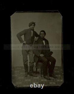 Excellent 1860s Tintype Photo Civil War Soldier & Seated Friend or Brother Nice