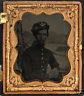Exceptional Ambrotype Photograph Civil War Soldier withMerrimack Naval Background