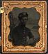 Exceptional Ambrotype Photograph Civil War Soldier withMerrimack Naval Background
