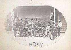 Fantastic Civil War albumen photograph, CDV, soldiers drinking & smoking