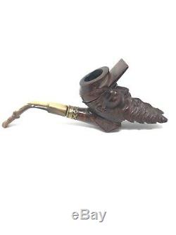 Folk Art Pipe Civil War carved Soldier's head smoking pipe